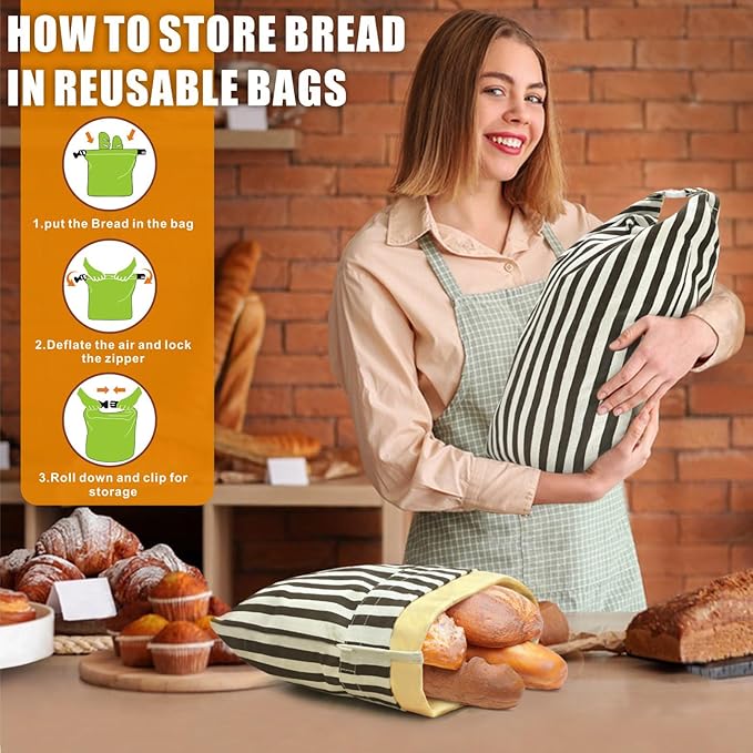 Mosucoirl Beeswax Bread Bags 2 Pack, Reusable Bread Storage Boxes for Homemade Sourdough, Cotton Food Bags Loaf Containers to Keep Fresh Large