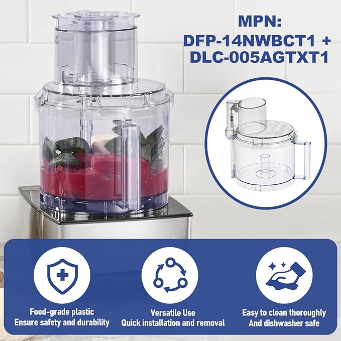 4 Locking Tabs DLC-005AGTXT1 Bowl and DFP-14NWBCT1X Cover 14-cup Food Processor Work Bowl Kits Fits Cuisinart DFP-14, DFP-14BCN, DFP-14BCNY Models