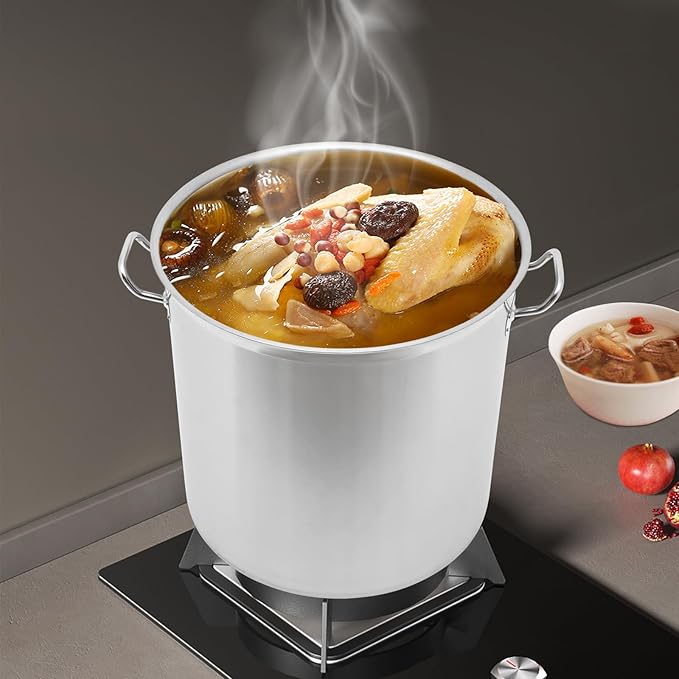 100 Quart Stainless Steel Pot with Lid, 19.7×19.7In Large Stock Pot, Stainless Steel Stockpot for Canteen, Breakfast Shop, Home, Restaurant