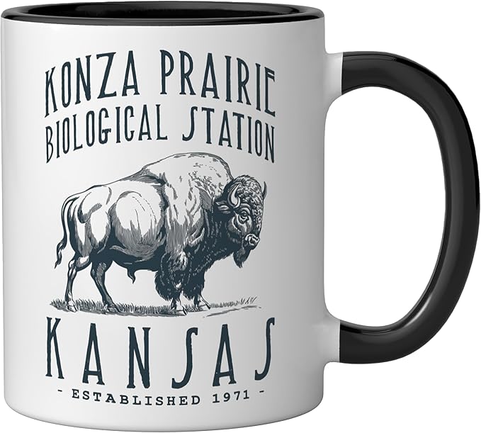 KONZA PRAIRIE, KANSAS. BISON DESIGN Ceramic Mug, Black/White