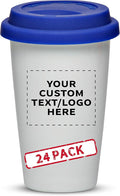 Personalized 11 oz. Double Wall Ceramic Tumblers with Lid - 24 Pack - Custom Text, Logo - Blue