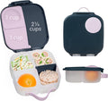 b.box Mini Lunch Box, Bento Box for Kids, Snack Container with 2 Leak Proof Compartments, Reusable Snack Containers with Lids, Kids Lunch Boxes Ages 3+, BPA Free, 4 1/4 Cup Capacity (Indigo Rose)