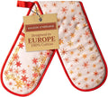 Maison d' Hermine Double Oven Mitt (7" x 35") 100% Cotton Heat Resistant BBQ Cooking Gloves with Loop for Thanksgiving Christmas Decorations Baking Cooking Barbeque Handling Hot Pan (Crystal Star)