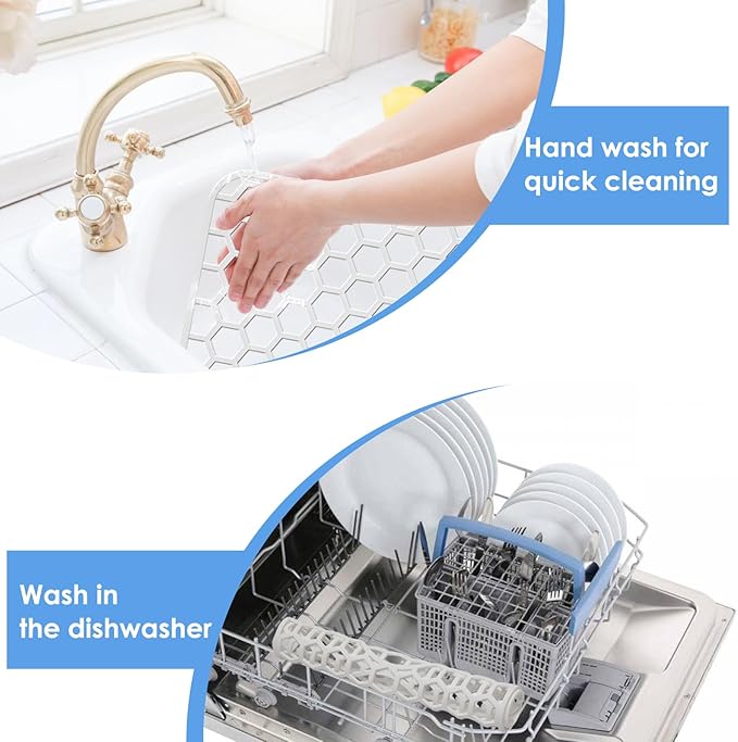 Silicone Sink Protectors for Kitchen Sink - 12" x 11" Kitchen Sink Grid Accessory, Non-Slip Heat-Resistant Mat for Bottom of Porcelain Stainless Steel, Dishwasher Safe (White)
