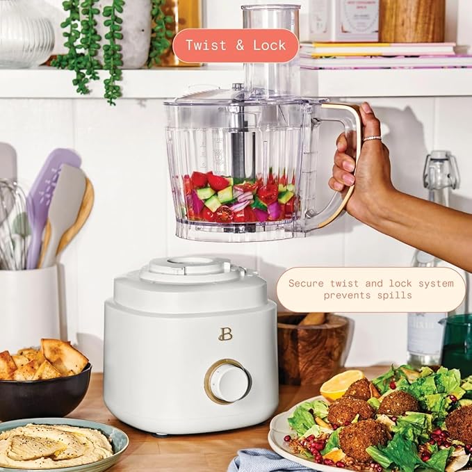 Beautiful 10‑Cup Food Processor ‑ 500 W, Variable Speed, Twist‑Lock, Dishwasher‑Safe Parts, Included Accessories (White Icing)