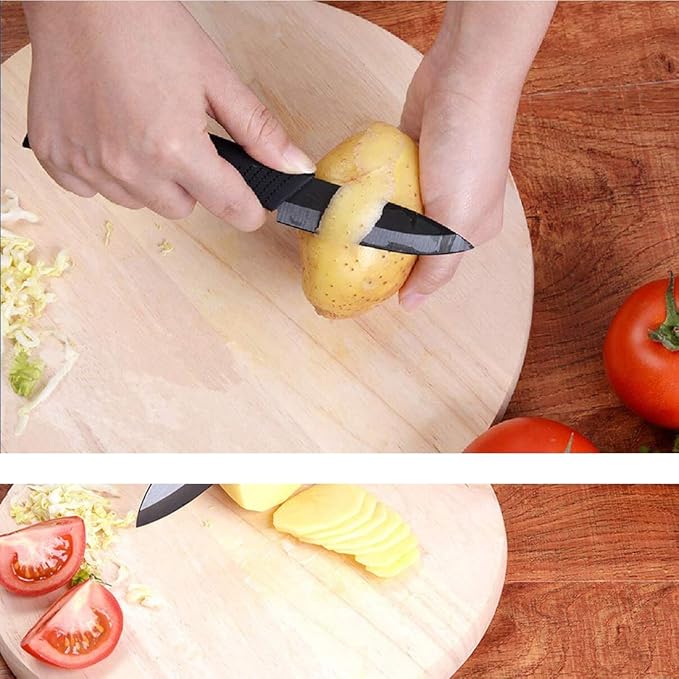 Ceramic Knife Set - Black 5 Piece, 6" Chef, 5" Utility, 4" Fruit, 3" Paring, Peeler
