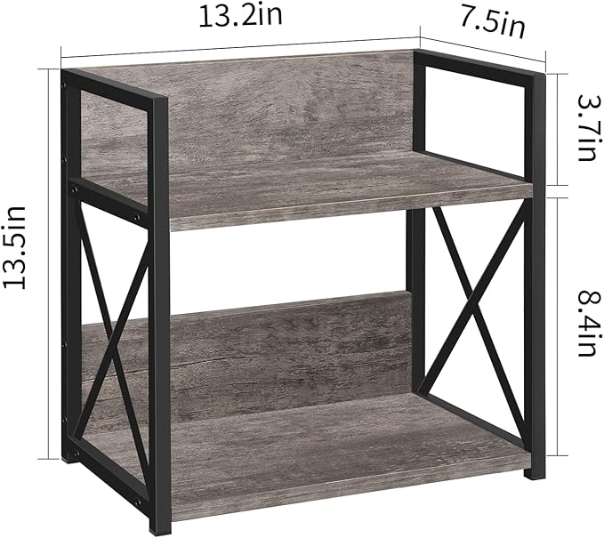 YINMIT Countertop Shelf Organizer,Coffee Bar Accessories,Spice Rack,Coffee Counter Shelf,2 Tier Coffee Organizer Station for Mugs,Cups,Cream,Syrup(Rustic Grey, Medium)
