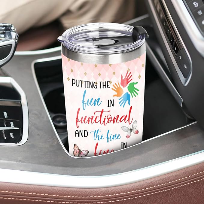 Occupational Therapist Tumbler Stainless Steel 20oz, Putting Fun and Fine OT Gift For Birthday Christmas, OT Gift For Coworker Women Men, World Occupational Therapy Day Tumbler Wrap