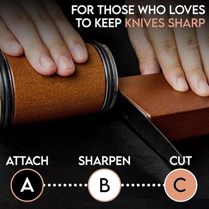 Rolling Knife Sharpener Kit, Diamond and Ceramic Discs Roller Knife Sharpener Tool, 15° and 20° Magnetic Angle Guide Kitchen Easy Knife Sharpening Set