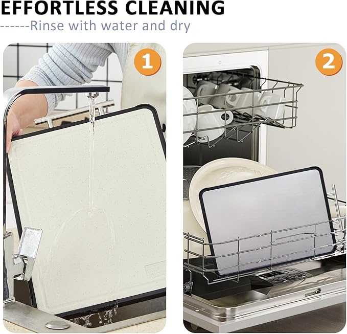 AceFly Stainless Steel Cutting Board, Dishwasher Safe Double Sided 316 Stainless Steel & Wheat Straw Cutting Board for Meat, Scratch Resistant & Non Toxic Chopping Board,Large Size 16" X 11"