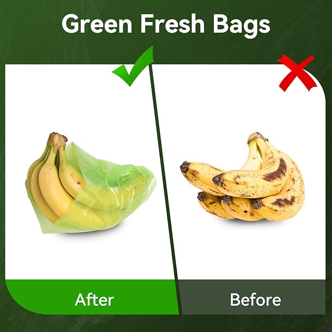 Reusable Produce Bag,Vegetable and Fruit Storage Bags 40PK, Green Color Fresh Bags Keep Vegetable and Fruit Stay Fresh Longer,Sterilization Bag,Salad Fresh Bag