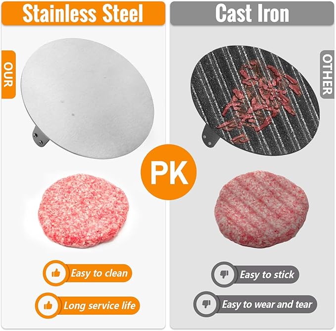 HULISEN Heavy-Duty Burger Press & Melting Dome Set, 8.5 Inch Round Stainless Steel Bacon Press with Wooden Handle, 12 Inch Basting Cover, Griddle Accessories Kit for Flat Top Grill Indoor/Outdoor