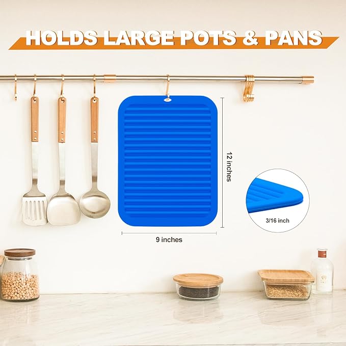 Joyhalo 4 Pack Silicone Trivets for Hot Pots and Pans,480℉ Heat Resistant Trivets for Hot Dishes,Hot Pads for Countertop,Kitchen Potholders,True Blue