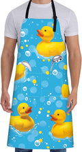 Cute Rubber Duck Apron for Women with Bubble,28x33in,Fun Bath Kitchen Aprons with 2 Pockets,Oxford Fabric,Playful Adjustable Apron for Cooking Baking Gardening Chef,Gifts for Mom Wife