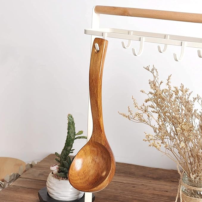 Wooden Spatula,Slotted Turner,Soup Ladle,Long Handle Utensils Set,Handmade for Kitchen Cookware (Wooden Utensil 4 Sets)