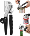 Commercial Can Opener, Hand Crank Can Opener Manual Heavy Duty, Ergonomic Design, with Comfortable Long Handles, Oversized Knob, Large Handheld Can Open Easy for Big Cans, for Seniors, Black