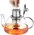 Glass Teapot, 1300ml/44 oz Stovetop Safe Glass Teapot with Removable Stainless Infuser for Loose Leaf Tea, Hot/Iced Water, Juice Beverage