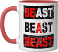 Retro Be A Beast Gym Training Shirt Ceramic Mug, Red/White