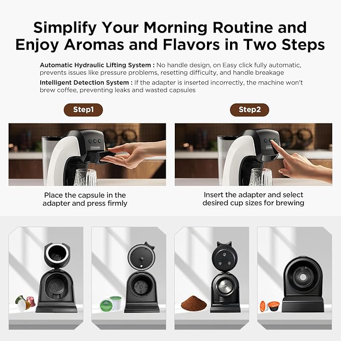 Warriors1 Coffee Maker for Keurig K Cup, Espresso Machine for Nespresso Original, Dolce Gusto Coffee Pods, Ground Coffee, Coffee Machine for Cappuccino & Latte, Programmable, 20 Bar, 28 oz Reservoir
