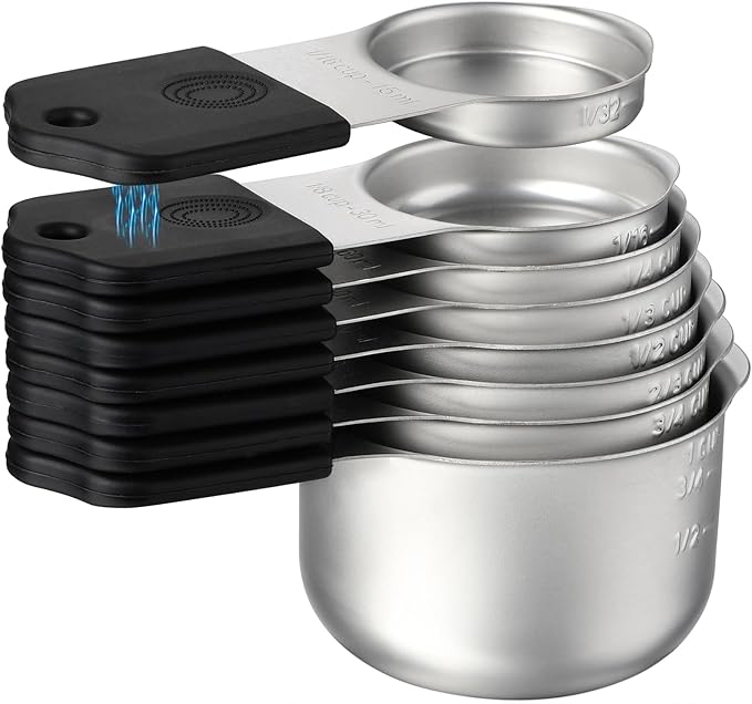 Magnetic Measuring Cups Set 8 Stainless Steel Stackable Nesting Measuring Cups for Measuring Dry and Liquid Ingredients