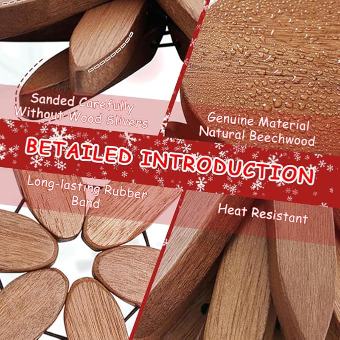 Wooden Trivet Tree, 4 Trivets + 1 Stand for Hot Dishes, Natural Tree Trivet Set, Multi-Functional Decorative Heat Resistant Mats Pots Bowls Teapots Pans Handcrafted Non-Slip Design （Walnut Wood）