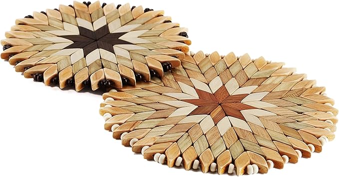 Set of 2 Large Handmade Wooden Trivets for Hot Dishes - Diameter 9" and 7"- Big Coasters and Hot Pads - Great Kitchen Gift Idea - by SPL Woodcraft Ukraine