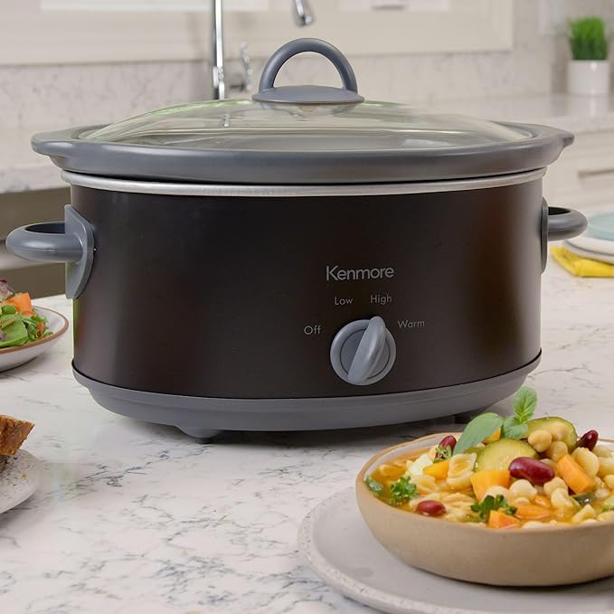 Kenmore 5 Quart Slow Cooker - Crock pot with Programmable Settings,Digital Controls, Large Capacity for Family Meals, Dishwasher-Safe Stoneware, Warm Rice & Sous Vide Stew