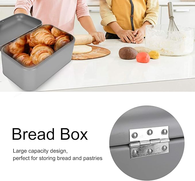 Large Bread Box,Iron Bread Box with Lid,Metal Bread Storage Bin,Bread Keeper Container,Bread Containers Storage,Modern Solid Color Retro Style,for Kitchen Counter