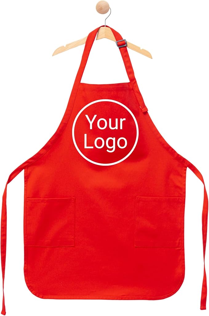 Custom Logo Apron, Personalized Cooking Apron for Men & Women and Kids, Adjustable Chef Apron with Pockets, Premium Handmade Kitchen Gift, Custom Event Apron, Cooking Class Apron
