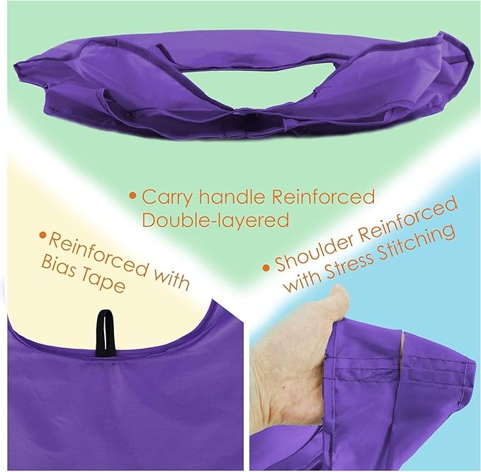 BeeGreen Purple Reusable Shopping Bags for Groceries 10 Pack Reusable Grocery Bags Washable 50LBS Folding with Zipper Carry Pouch Tote DIY Gift Bags Durable Polyester