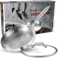 LOLYKITCH 8.5 Inch Tri-ply Stainless Steel Frying Pan with Lid,Skillet,Induction Cooking Pan,Dishwasher and Oven Safe,Riveted Handle