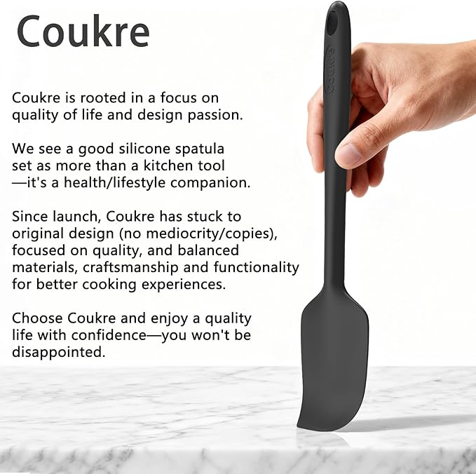 Coukre Silicone Spatula Set of 5,High Temperature Resistant, Food Grade Silicone, Dishwasher Safe, for Baking, Cooking (Pure Beige)
