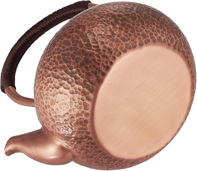 Handmade Copper Tea Kettle for Stove Top, Hammered Solid Pure Copper Teapot Made for Gasstove, 1200ml (Type-E)