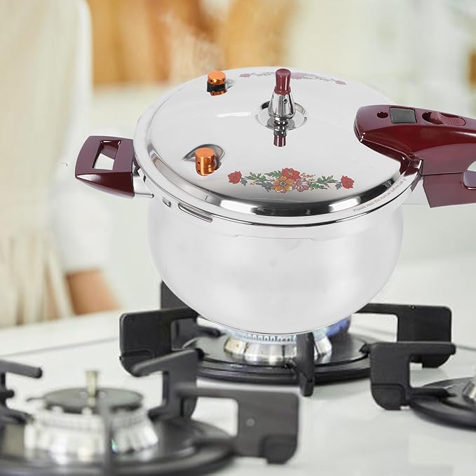 Stainless Steel Pressure Cooker 80KPA, Cookware Pressure Canner Rice Cooker with Safety Valve Devices, Compatible with Gas & Induction Cooker (6L)