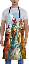Colorful Chicken Pattern Apron for Women, 28x33in, Kitchen Chef Aprons with 2 Pockets, Polyester, Farmhouse Apron for Cooking BBQ Baking Gardening Chef, Gifts for Mom Wife Dad