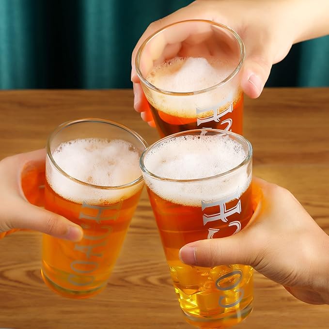 3 Pieces Coach Pint Glass Football Soccer Softball Basketball Coach Gifts 16 oz Baseball Glasses for Drinking Water Wine Appreciation Gifts Suitable for Both Men or Women