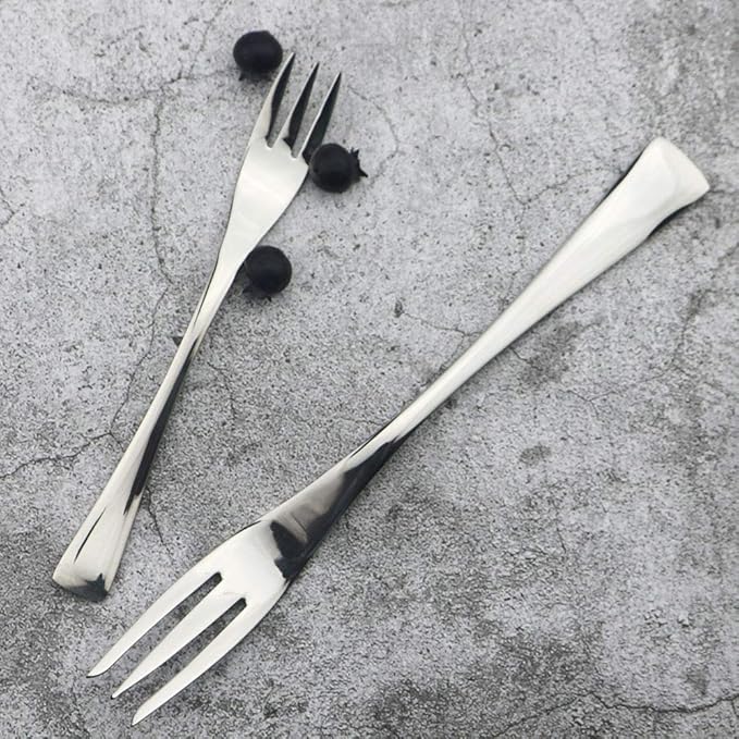 JASHII 18/10 Stainless Steel 4 Piece Mirror Polished Silver Cake Fork Pie Fork Silverware Server Utensil Set 15.1CM