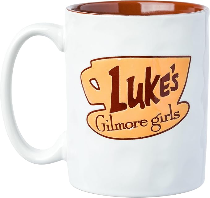Silver Buffalo Gilmore Girls Luke's Diner Logo Wax Resist Ceramic Pottery Mug, 17 Ounces