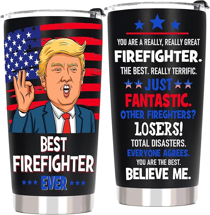 Firefighter Gifts for Men, Fireman Gifts for Firefighters Men - Firefighter Christmas Gift for Fire Fighter, 20 OZ Firemen Stainless Steel Insulated Travel Coffee Tumbler Cup