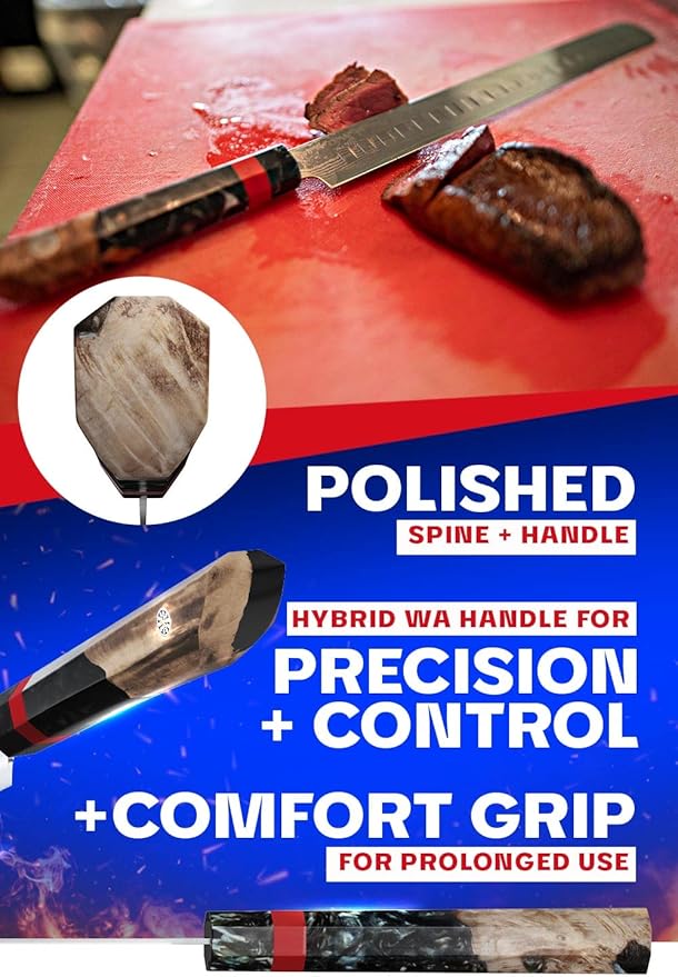 Dalstrong Slicing Knife - 12 inch Slicer - Firestorm Alpha Series - Premium 10Cr15CoMoV High-Carbon Steel Carving Knife - Traditional Japanese Wa Stabilized Wood & Resin Handle Kitchen Knife - Sheath
