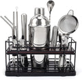 Cocktail Shaker Set with Stand, 20-Piece Complete Bartender Kit for Home & Bar Use, Stainless Steel Bar Set with 25oz Shaker, Bar Accessories and Recipes, Ideal Cocktail Kit for Parties & Gift Giving