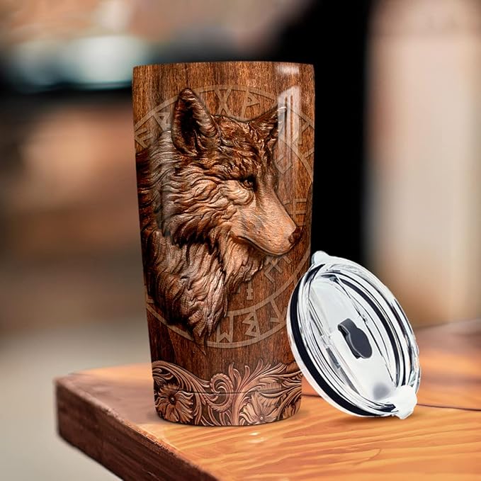 winorax Wolf Tumbler Wolves Gifts For Women Men Wolf Cup 20oz Stainless Steel Insulated Tumblers Coffee Travel Mug Cup Equestrian Gifts For Birthday Christmas
