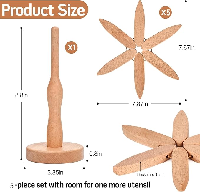 Walnut Vertical Tripod for Pot/Bowl/Teapot - 4 Tripods + 1 in Walnut, White