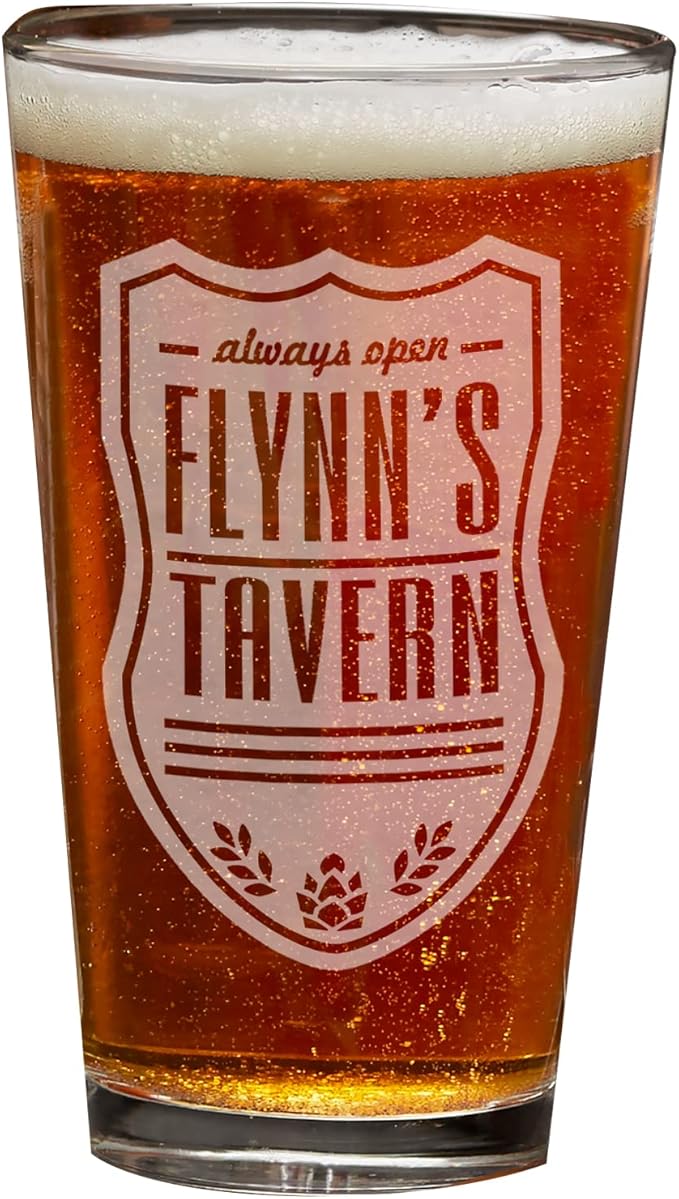 Personalization Universe Beer Label Custom Pint Glass - 16 oz Beer Drinking Glass, Personalized Beer Mug for Graduation, Father's Day, Stocking Stuffers, Personalized Gift - Handmade in USA