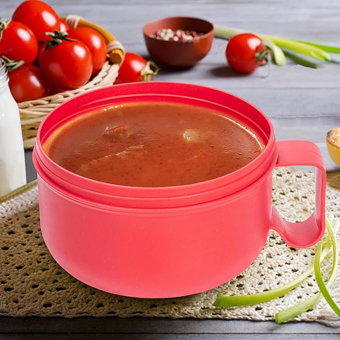 Microwave Ramen Bowl with Lid and Handle for Dorm Essentials,Microwave Soup Mugs Set of 2 for Soup and Instant Noodles,Oatmeal, Gumbo, Salad, BPA Free(Green Red)