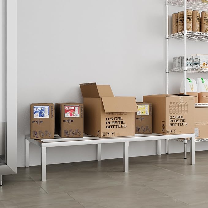 60" Long x 24" Wide | Height: 12" Off The Floor Aluminum Dunnage Rack | Storage in Restaurant, Kitchens and Garages and More!