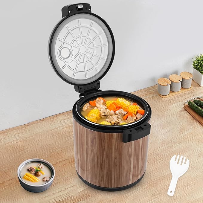 Commercial Rice Cooker 23L/6Gal Stainless Steel Electric Rice Warmer 100 Cup With One-Touch Operation Large Capacity Rice Cooker 110V 110W Wood Color
