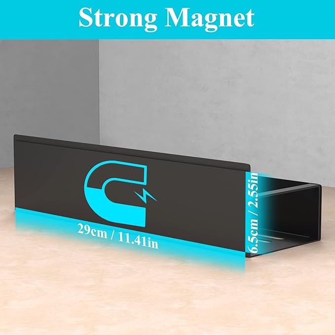 2 Pack Magnetic Spice Storage Rack Organizer for Refrigerator and Oven, Matt Black Fridge Organizers and Storage