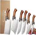 Forged Kitchen Chef Knife Set Stainless Steel Meat Fish Fruit Vegetables Slicing Knife Butcher Boning Cleaver Knives, 6PCS