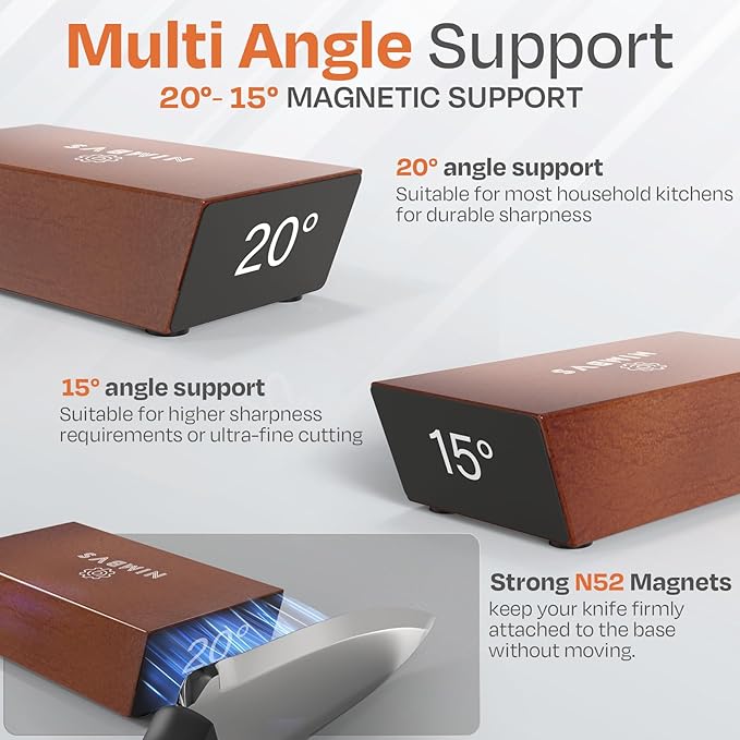 Rolling Knife Sharpener Kit with Diamond & Ceramic Sharpening System – 1000# Grit Whetstone, 15° & 20° Magnetic Angles, Non-Slip Base, Professional Sharpening Kit for Kitchen & All Blade Types